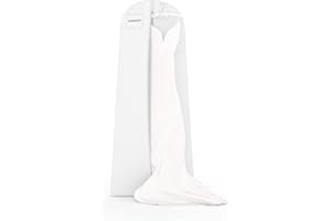 Hangerworld 72 Inch White Breathable Wedding Dress Bridal Gown Garment Cover Bag with Secret Internal Zipped Pocket
