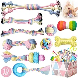 BENSEAO Puppy Teething Chew Toys Dog Rope Toy for Small Dog Interactive Puzzle Dog Toys Dog Balls Puppy Teething Ring Pet Toys Storage Basket