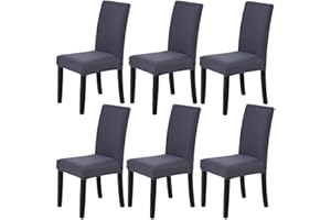 Veakii Coprisedie con schienale 6 pezzi universali, lavabile Estraibile, coprisedile, molto facile da pulire e resistente, moderna sala da pranzo, hotel, arredamento ristorante (6 Pezzi, Grigio)