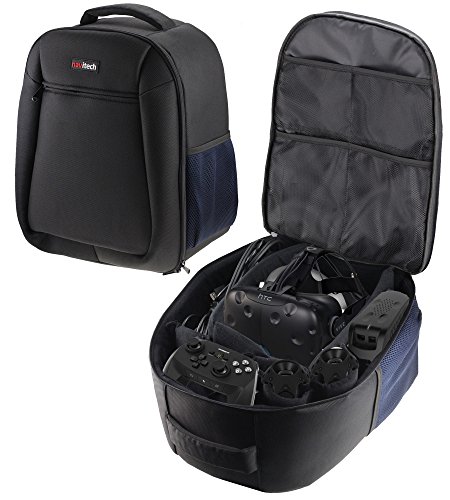 NavitechRugged Black & Blue Backpack/Rucksack/Case/Cover Compatible With The HTC VIVE Virtual Reality System Headset
