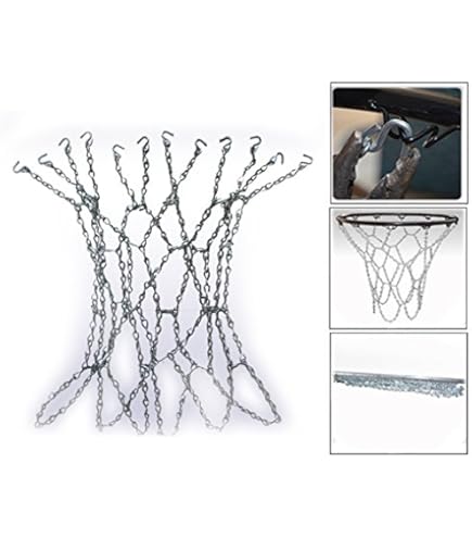 Rete Da Basket Acciaio Inox - 12 Ganci Anti-Caduta Per Canestro Interno/Esterno