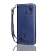 Produktbild Nancen Samsung Galaxy S4 Mini / I9190 I9195 (4,3 Zoll) Handyhülle, Luxus Marine blau Prägung Schmetterling und Blume Muster Flip Case PU Leder Tasche Ledertasche Etui Protective Schale Bookstyle Schutzhülle mit Standfunktion