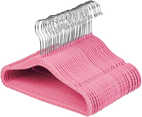 AmazonBasics Kinderkleiderbügel mit Samtbezug, gepunktet, 30er Pack, Rosa - 3