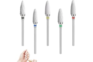 DWFEYOI 5 Pezzi Punte Fresa Unghie Ceramica Punta da Trapano per Unghie Elettrica Professionale Strumenti Diamond Nail Drill per Rimozione Gel, Manicure, Pedicure, Uso Domestico,fresa per unghie