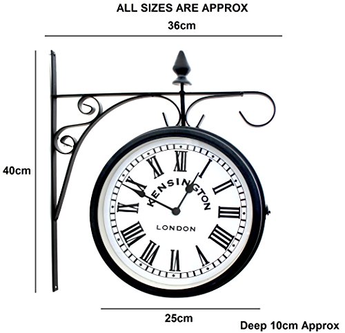 Außen Garten Kensington Sender Außen Klammer Wanduhr 25cm Doppelseitig - 3
