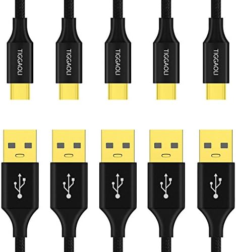 TINGGAOLI Type C Cable 5PACK 1x0.3M, 2x1M, 2x2M Nylon Braided Fast Charging Cord for Samsung Galaxy Note 8 S8, Pixel 2 XL,LG V30 V20, Nintendo Switch and More
