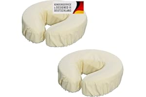 PROMAFIT Kopfpolsterbezüge Set für die Massage aus Mikrofaser mit Gummizug - Kopfstützenbezug maschinenwaschbar für Massageliegen - Der perfekte Schutz für Kopfpolster und Nackenkissen (2er Set, Beige)