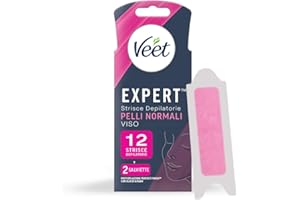 Veet Expert Strisce Viso Pelli Normali, 12 strisce