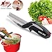 Produktbild Clever Küche Cutter 2-in1 Lebensmittel-Chopper-Küche Schere Messer und Schneidebrett Werkzeuge für Gemüse Chooping Cheese Chicken Fleisch Salate -Baby Früchte Lebensmittel Gadgets (Mit Zwiebelhalter)