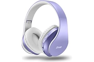 ZIHNIC Bluetooth Headphones Over-Ear, Foldable Wireless and Wired Stereo Headset Micro SD/TF, FM for Mobile Phone, PC, Soft Earmuffs and Lightweight for Longer Wear (Purple)