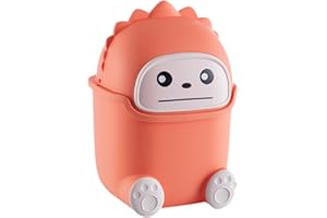 EACHPT Cubo de basura de mesa con tapa, cubo de basura de mesa de 5 L con tapa oscilante, lindo dibujo animado, cubo de basura para escritorio, baño, tocador