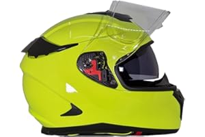 BHR Casco Integrale Moto con Doppia Visiera 813 RACE | Casco Moto Integrale Omologato ECE con Visiera Parasole | Casco Moto Uomo/Donna | GIALLO FLUO | XL