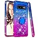 Produktbild Dclbo Hülle für Samsung Galaxy S10,Handyhülle Glitzer Bling Flüssig Schutzhülle Weich Silikon TPU Case Hülle Diamant Cover mit Ring Halterung Standfunktion für Samsung Galaxy S10-Blau Lila