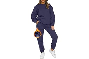 Joligiao Survêtement Ensemble Femme Ensemble Jogging Doublée de Fourrure Deux Pièces Survêtement Sport Femme Manches Longues Sweat à Capuche et Pantalon Jogging Chaud Sportwear