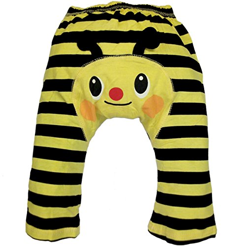 Baby and Toddler boys & girls Cool Cotton Leggings by Dotty Fish Yellow and Black Stripes Mr Bumble Bee design - 80cm/6-12 months