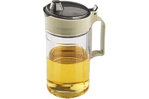 TENTA Kitchen Oil Dispenser Vinegar dispenser maple syrup dispenser glass Bottle Cruet No Drip Plastic Bottle Spout with Protective Cap drip free pour spout restarant 22Oz (Beige 1PC)
