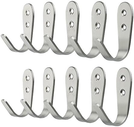 10X Single Robe Hook with Screws Stainless Steel Wall Mounted Clothes Coat Hanger Hook Kitchen Bathroom Towel Holders