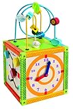 Eichhorn 100002235 – buntes Holz-Spielcenter, 20x20x36 cm – Motorik -inklusive Motorikschleife, Uhr, Motorikspiel, Drehspiel und 5 Steckbausteine - 2