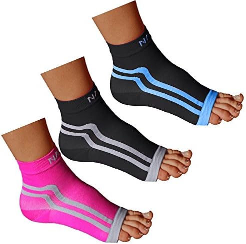 NAK Fitness Men's Plantar Fasciitis Sock Ankle Sleeve For Arch Support Small Pink/Gray