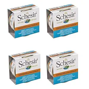 Schesir Wet Cat Food - Tuna in Natural Gravy - 70g - Can (Pack of 4 (70gx4))