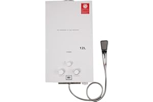 TABODD 12L 24KW Portable Gas Water Heater, Propane LPG Gas Camping Water Heater for Outdoor Shower Bath Hot Water Camping Shower Water Heater with CE Certification