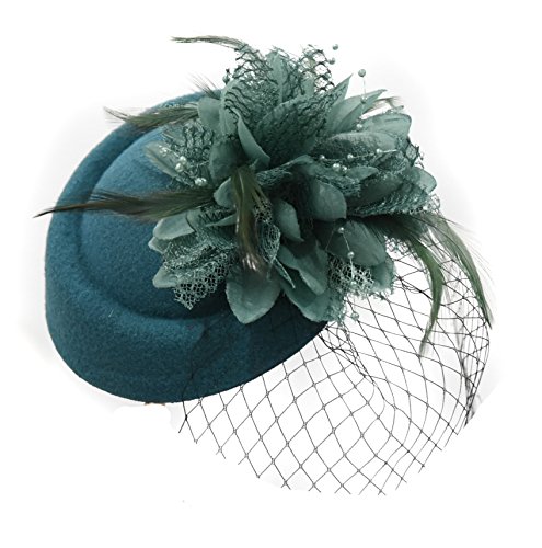 CaprilitePillbox Fascinator Hat for Women Weddings Bird Cage Veil Clip