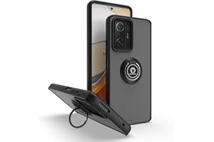 BORYA Funda para Xiaomi 11T Pro 5G/Xiaomi 11T 5G, Antigolpes Suave Delgada Sedoso Translúcido Mate Silicona Carcasa TPU+PC Bumper Estuche, Magnético Soporte Caso, Negro
