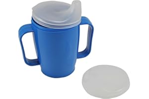 DR. JUNGHANS MEDICAL Schnabelbecher, tasse, Trinktasse mit Griff + 2 Deckel 4+12 mm, 250ml, blau