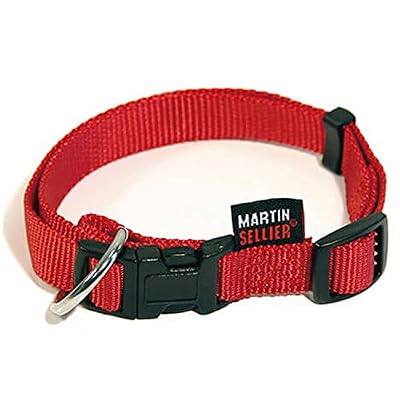 Martin Sellier - Colier chien rouge réglable en nylon sécurité d'ouverture 30 à 45cm