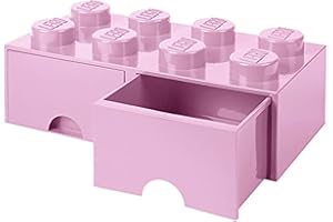 ROOM COPENHAGEN Lego 40061738 brique 8 boutons, 2 tiroirs, boîte de rangement empilable, 9.4 l, Rosa, Plastique, 8 plots