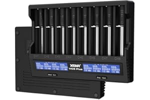 8 bays 18650 Battery Charger XTAR VC8 PLUS Protected 21700 Battery Charger USB Fast Charger for Wildlife Camera Trail Camera Gimbal Stabilizer’s 3.6V 3.7V 16340 18650 20700 26650 Batteries 1.2V AA AAA