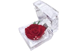 DoraMagic Preserved Rose Real Forever Rose in Mini Clear Ring Box, Eternal Flower Rose Gifts for Women Mom Girlfriend Grandma, Mothers Day, Anniversary, Valentines, Christmas, Birthday (Red)