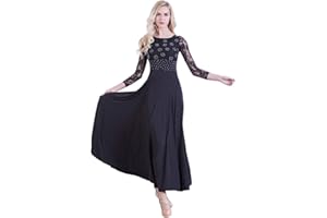 ZooBoo Prom Ballroom Dance Dress - Dancing Modern Smooth Waltz Tango Party Latin Swing Competition Dancewear Skirt Dress Costumes Long Sleeve Leotard Apparel and Accessories for Women