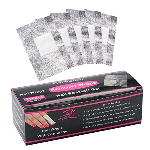 MAKARTT 200 Stücke/Packung Nagellackentferner Acrylic UV-Gel Aluminium Folie mit Wattepad Nagel Folie Wraps – Geeigent für Nagelpflege zu Hause.
