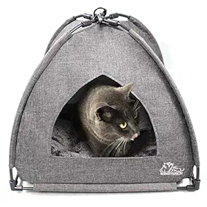 Winsterch Cat Bed Cave for Indoor Cats,Pet Tent Cave for Cats Small Dogs Kitten Bed with Removable Washable Cushion (18.5' x 18.5' x 15.8', Grey)