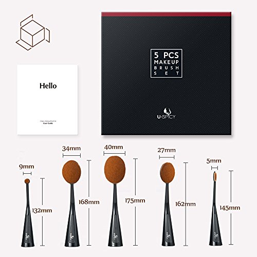 Make Up Pinsel USpicy Pinselset 5-tlgs Schmink Pinsel Set Kosmetik in Ovalem Stehendem Zahnbürstendesign - 9