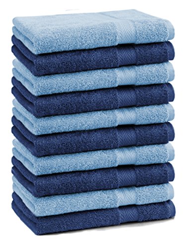 Betz 10er Pack Gästehandtücher Größe 30x50 cm 100% Baumwolle Gästetuch Handtuch Set Premium Farbe Dunkel Blau & hell Blau