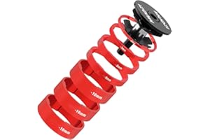 HOUSON Bicycle Ahead Stem Spacer Set, Bike Headset Spacers /2mm/3mm/5mm/10mm Red