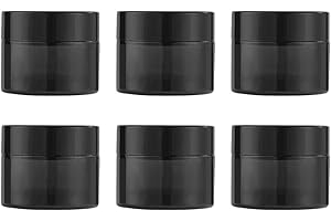 HNJUSR 6 Stk Cremedose Leer, 10ml Kosmetikdose, Kosmetisches Glas,Schwarz Leer Döschen Runde,Nachfüllbare Creme Dose Behälter, Reise Kosmetik Döschen mit Deckel für Kosmetik Cremes Lotionen Nailart Perlen