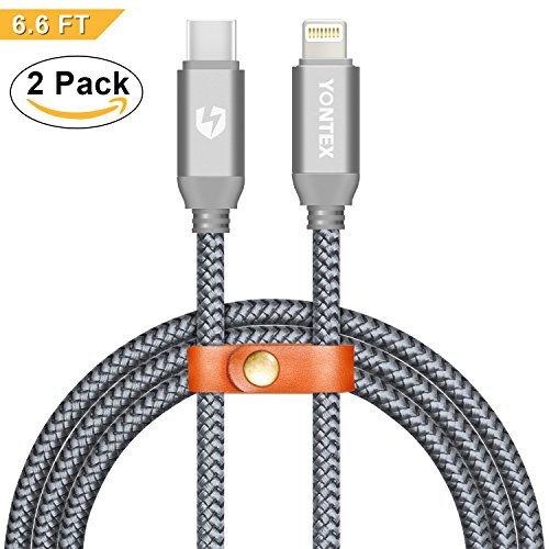 USB-C Typ C auf Lightning Kabel 2M (2 Packs) USB 2.0 Laden und Sync Datenkabel Nylon Geflochten für iPhone iPad Connect zu Apple New Macbook 2015 Macbook pro 2016 Chromebook Pixel HP Pavilion von YONTEX