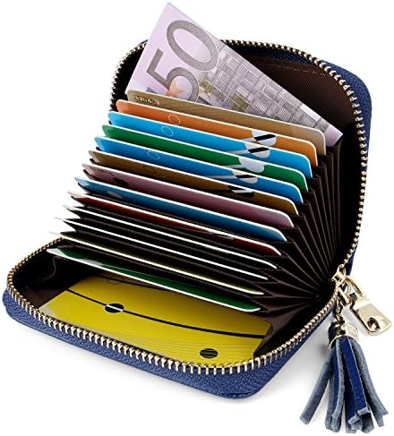 Credit Card Holders Women Ladies Leather Credit Card Wallets for Women Credit Card Holder Women RFID Protector (Blue)