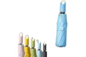 HIMKA Ombrello Triplo Apribile E Retrattile con Fibbia, Ombrello Pieghevole con Apertura Automatica E Chiusura Automatica per Donna E Uomo, Ombrello da Viaggio Portatile (Blue)