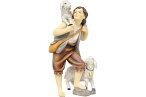 FADEDA Hirte mit Schafen/Höhe:7 cm/handbemalt/detailgetreue Krippen Figuren - Weihnachten Tisch Dekoration Krippe Zubehör