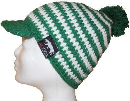 ANDIOX SARI hat knitted hat with shield and pompom handmade beanie winter warm TOP Quality: Color Green / White