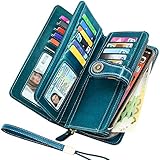 schöne geldbörsen damen Viele Kapazität: Geldbeutel frauen gross hat 26 Kreditkartenfächer (einschließlich 2 Fotofächer), 6 Geldscheinfächer, Großes Münzfach mit Reißverschluss. es kann leicht Ihr Geld halten, Kreditkarten, innere Reißverschlusstasche kann passen mit Ihrem Handy ohne Gehäuse.