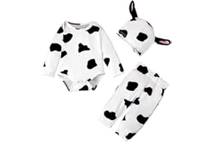 Lito Angels Deguisement Body Barboteuse Vache avec Pantalon et Chapeau pour Bebe Garcon Filles Taille 6-24 mois