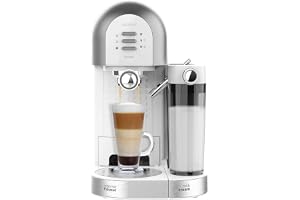 Cecotec halvautomatisk kaffe instant power-ccino 20 chic-serien Bianca för malet kaffe och kapselkaffe 20 barer, mjölktank 0