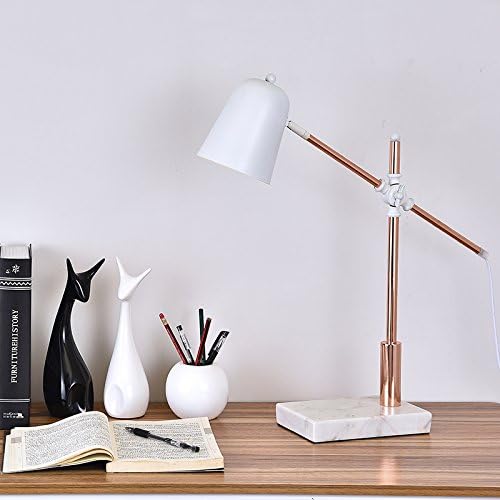 PinWei@ Office reading eye study desk lamp, marble base table lamp,White 20*55cm