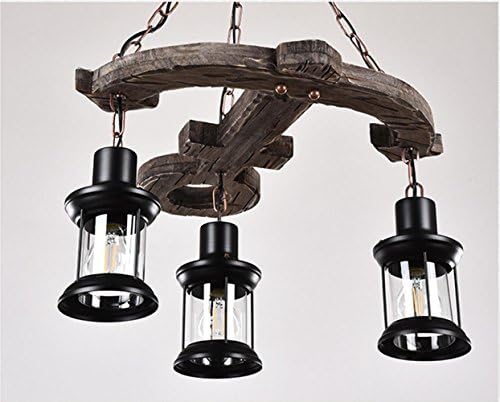 3 Head Industrial Retro Ship Wood Chandelier Restaurant Living room Bedroom Anchor Glass Wooden Chandelier