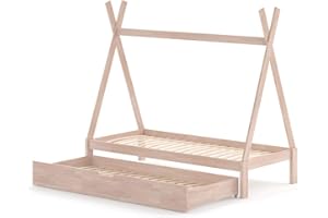 VitaliSpa Letto Tipi Tipi, Legno naturale, 90x200 cm Alta, con letto per ospiti